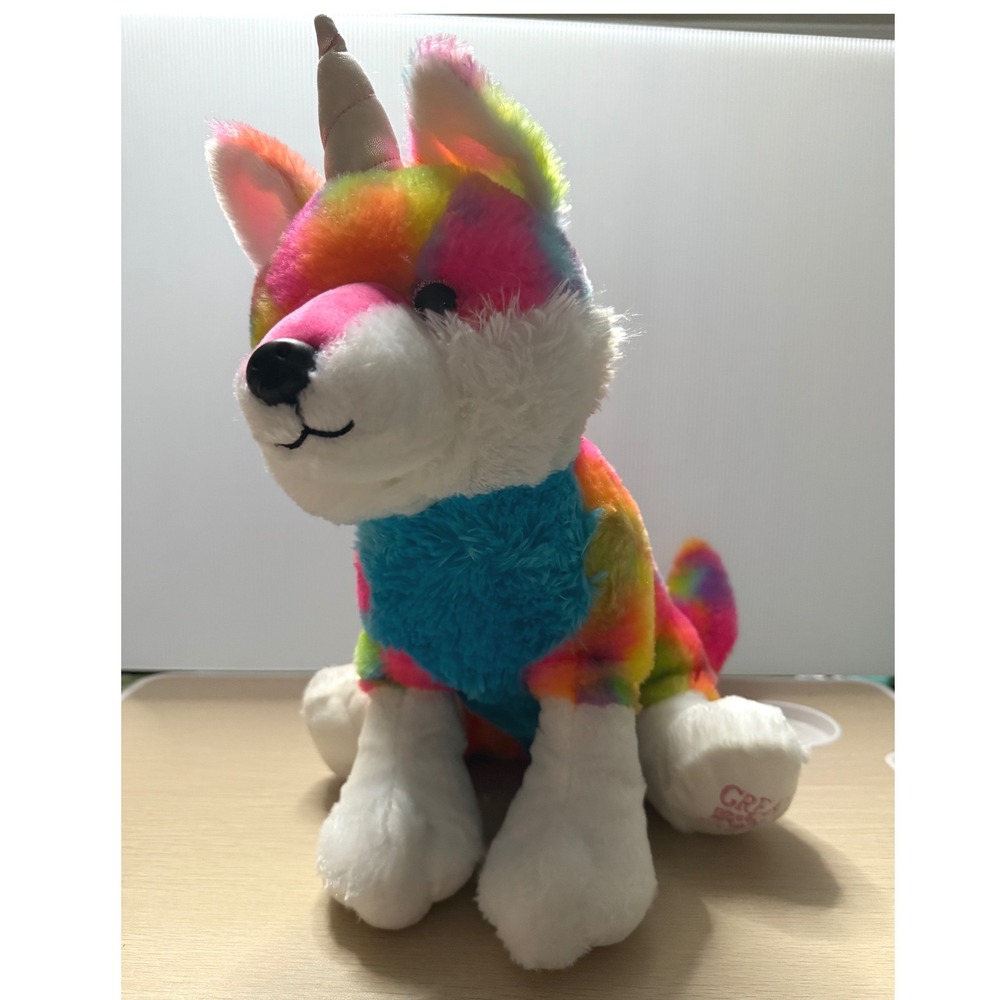 Great Wolf Lodge Plush Toy Kids 15in Rainbow Excellent Unicorn Wolf Tie Dye